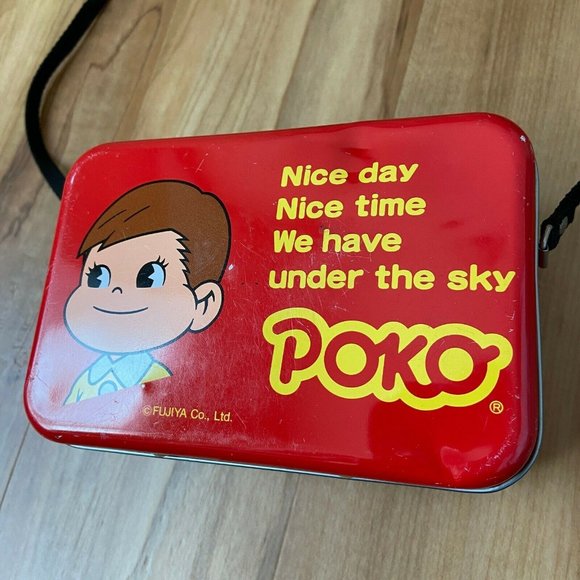 FUJIYA Peko & Poko Tin Metal Box Crossbody Box 6'' x 4'' x 3'' - Picture 5 of 14